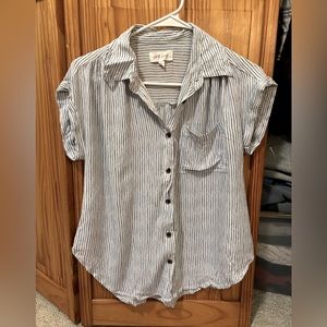 Pink Rose Size Small Linen Button-Down Shirt with Collar